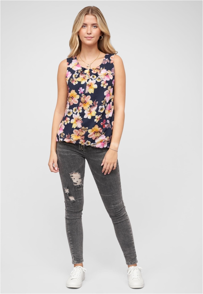 Chiffon Top mit Allover Spitze hinten & Floralem Print Cloud5ive