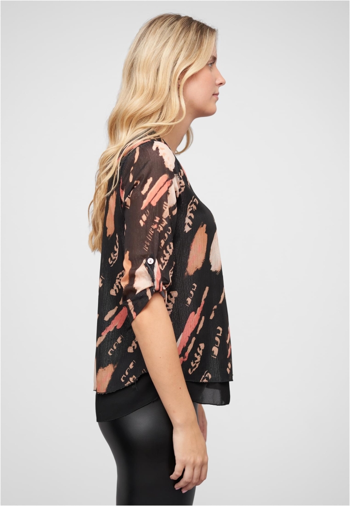 Chiffon Top mit Zipper und Print Cloud5ive