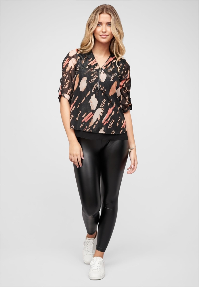 Chiffon Top mit Zipper und Print Cloud5ive