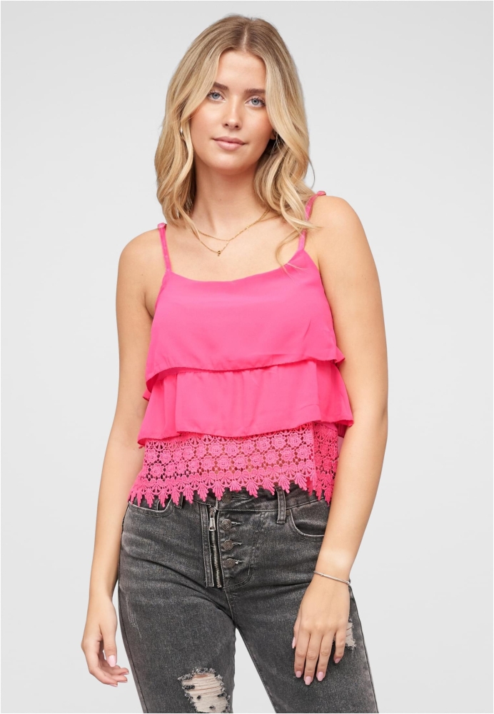 Chiffon Stufen Top mit Spitze 3-lagig Cloud5ive