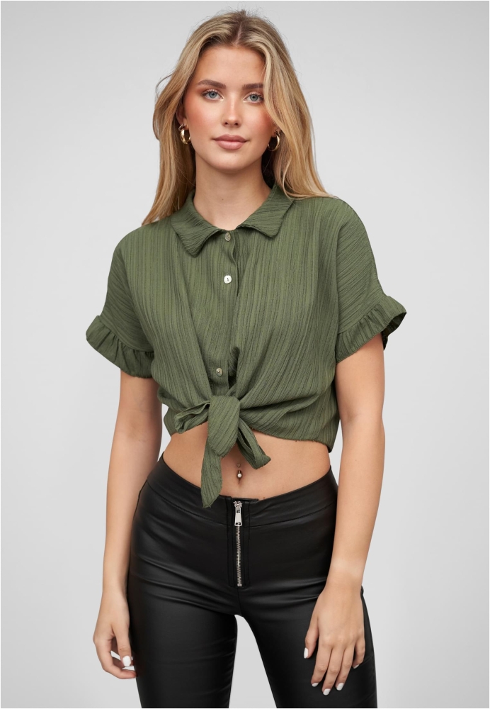 Crop Bluse mit Knopfleiste und Knoten Cloud5ive