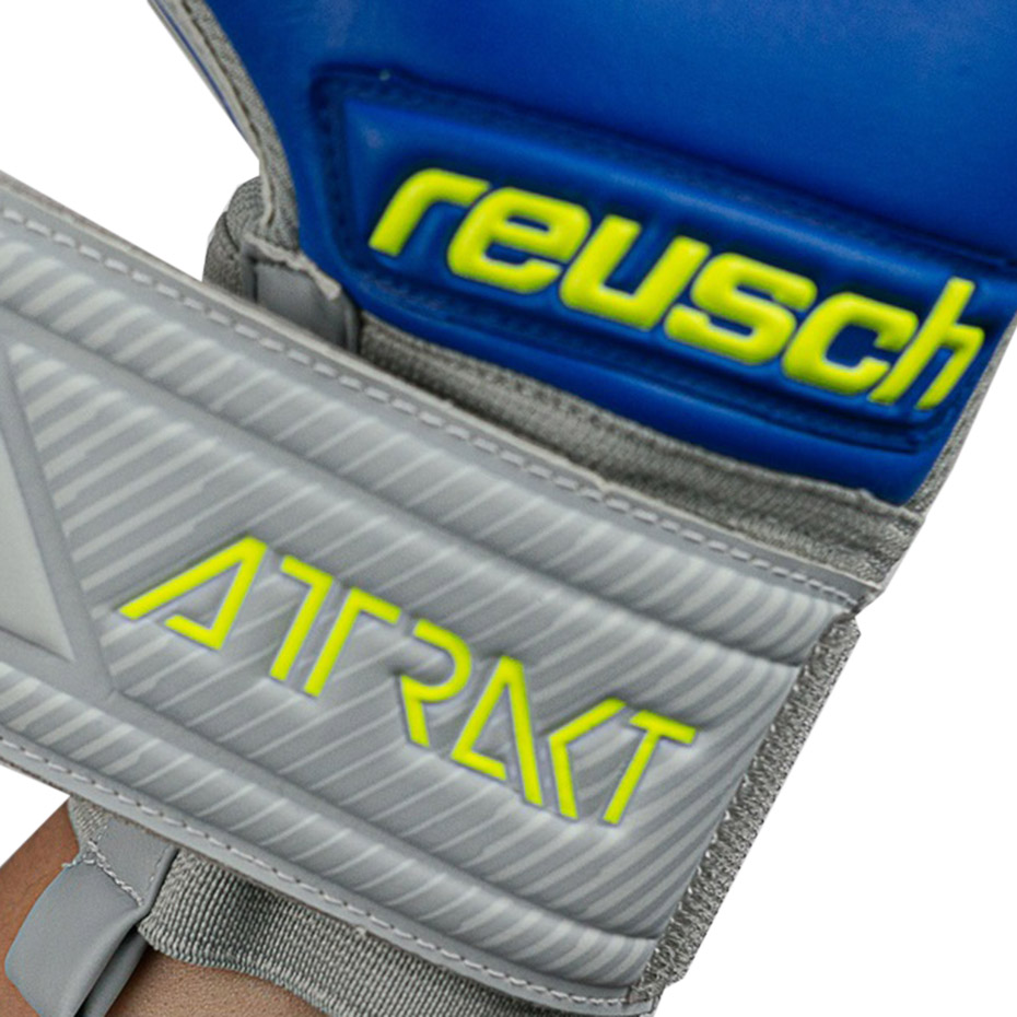 Rękawice bramkarskie Reusch Attrakt Grip Evolution Finger Support szaro-niebieskie 5272820 6006 copil