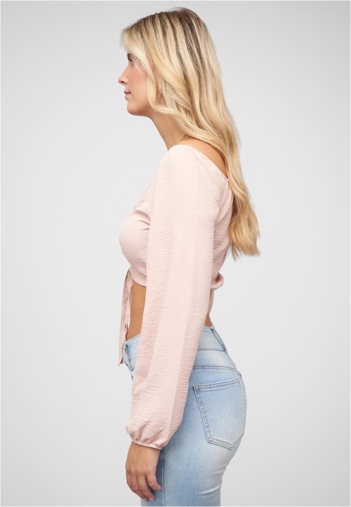 Kurze V-Neck Bluse mit Ballon䲭eln & Raffdetail vorne Cloud5ive