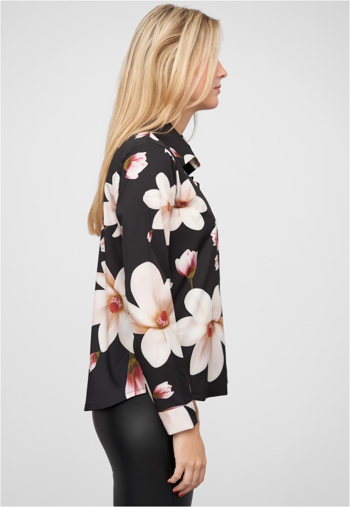 Langarm-Bluse mit Knopfleiste u. Blumenprint Cloud5ive