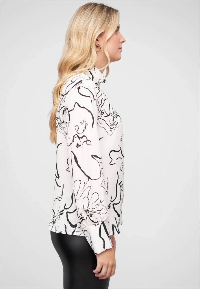 Langarm Choker Bluse mit Grafik Print Cloud5ive