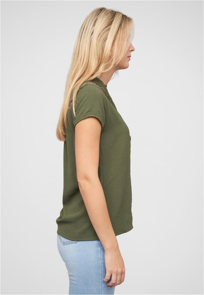 Camasa Musselin V-Neck mit Deko Knopfleiste und Spitze Cloud5ive