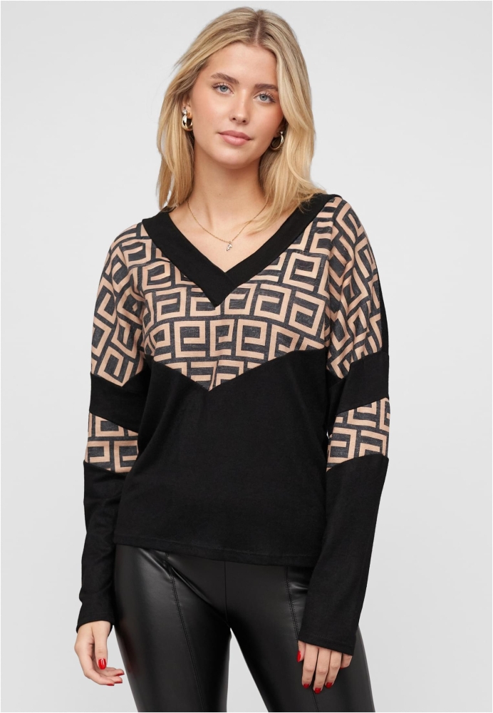 Bluza trening V-Neck Pullover mit Geo-Print Cloud5ive