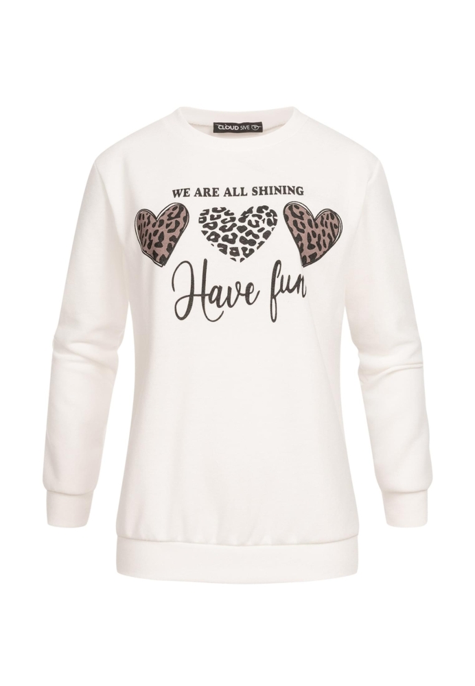 Bluza trening Pullover mit Have Fun und Leo-Print Herzen Cloud5ive