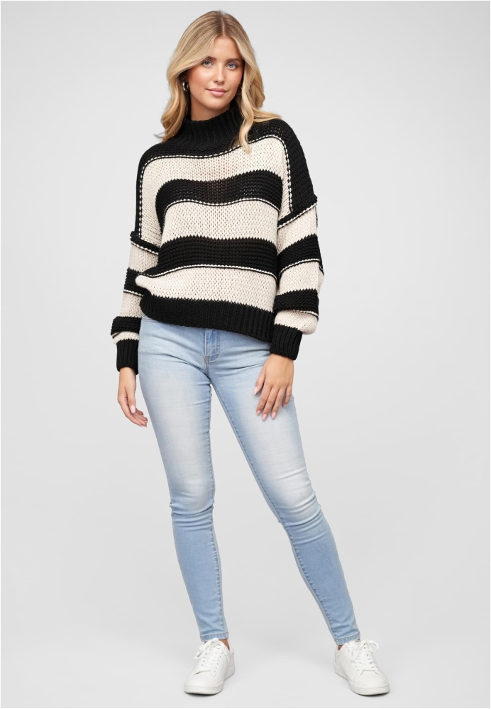 Bluza trening Strick- Pullover mit High-Neck und Streifen-Muster Cloud5ive