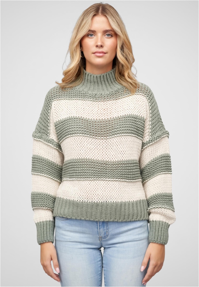 Bluza trening Strick- Pullover mit High-Neck und Streifen-Muster Cloud5ive