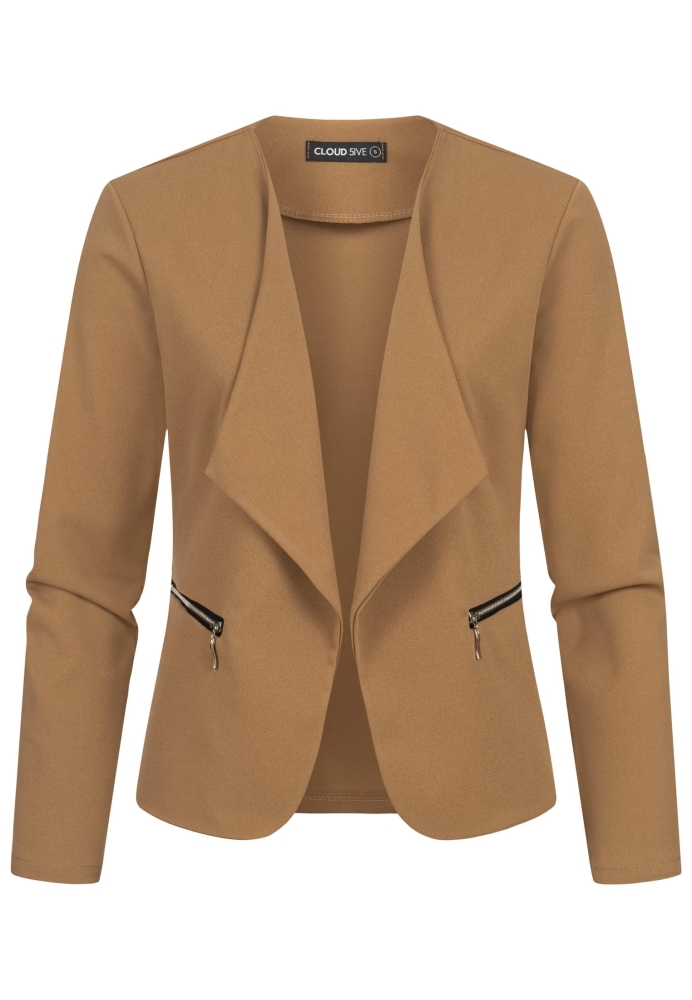 Cloud5ive Damen Blazer mit 2-Zip-Pockets und Reverskragen