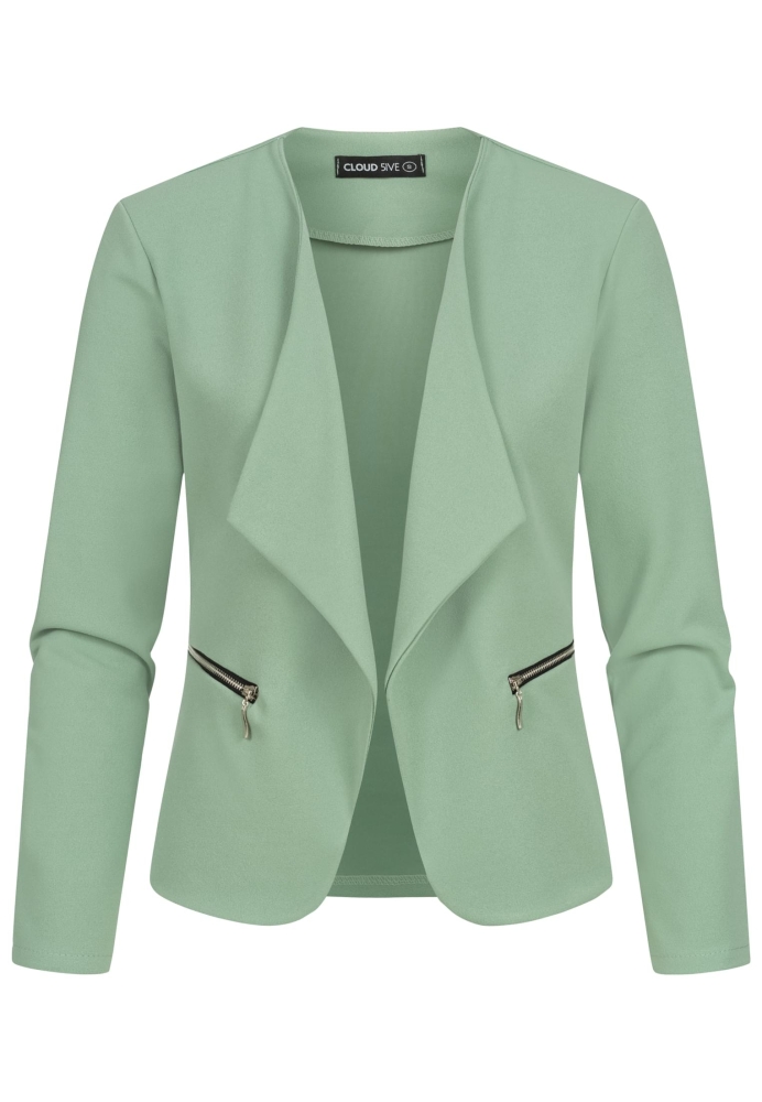 Cloud5ive Damen Blazer mit 2-Zip-Pockets und Reverskragen