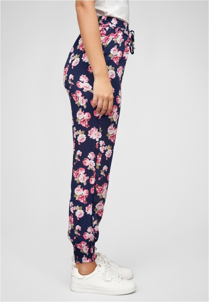 Viskose Hose mit Bndchen 2-Pockets Blumen Print Cloud5ive