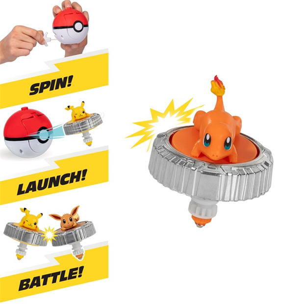 Pokemon Charmander Battle Spinner Pack - Battle Spinner with Poke Ball Spinner Launcher