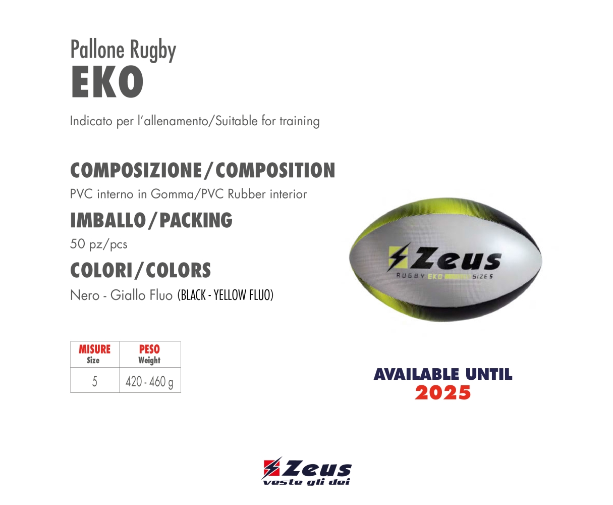 Minge rugby EKO Zeus negru giallofluo