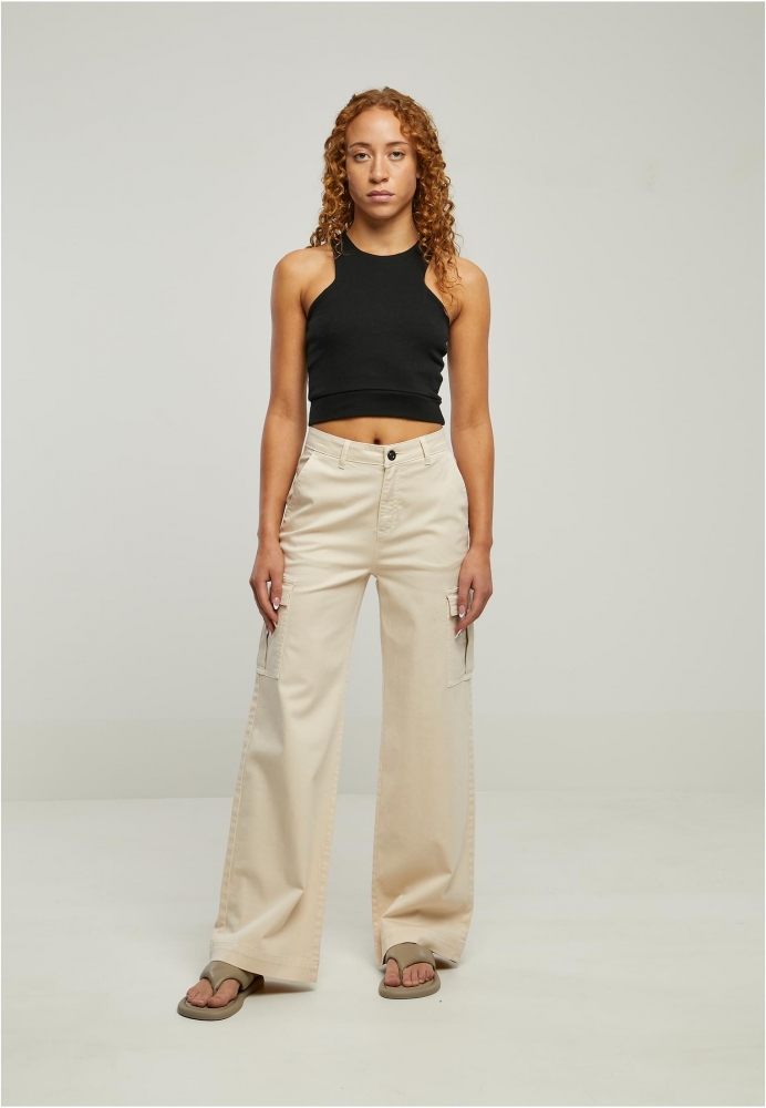 Pantalon High Waist Wide Leg Twill Cargo dama Urban Classics