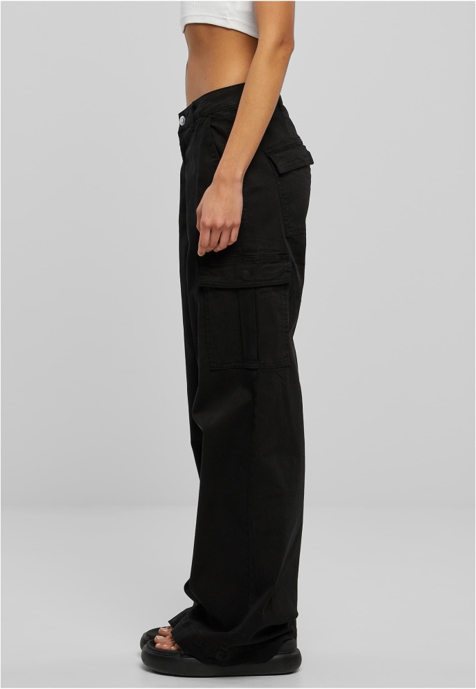 Pantalon High Waist Wide Leg Twill Cargo dama Urban Classics