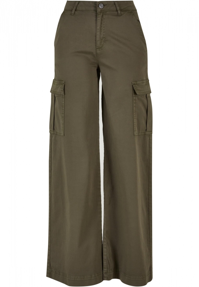 Pantalon High Waist Wide Leg Twill Cargo dama Urban Classics