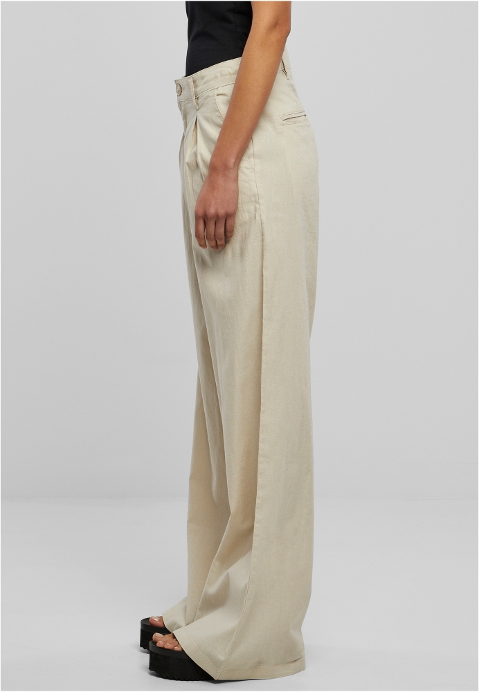 Pantalon High Linen Mixed Wide Leg dama Urban Classics