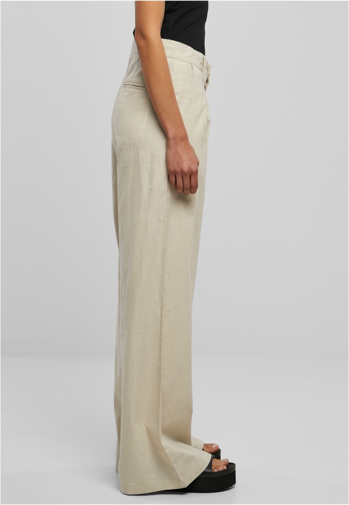 Pantalon High Linen Mixed Wide Leg dama Urban Classics