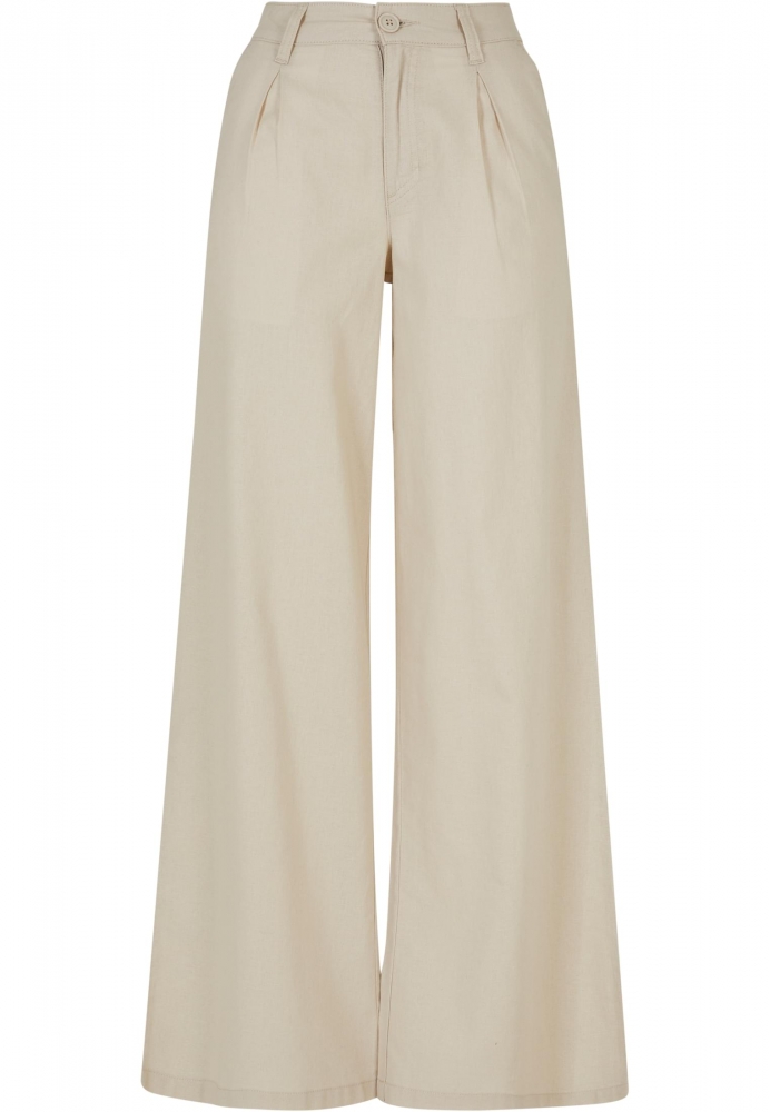 Pantalon High Linen Mixed Wide Leg dama Urban Classics