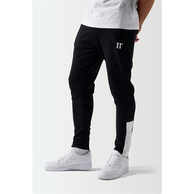 11 Degrees Colour Block Slim Fit Joggers - Black / White