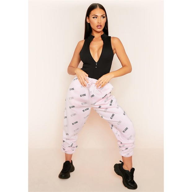 Missy Empire KIND Repetitive Text Oversized Joggers