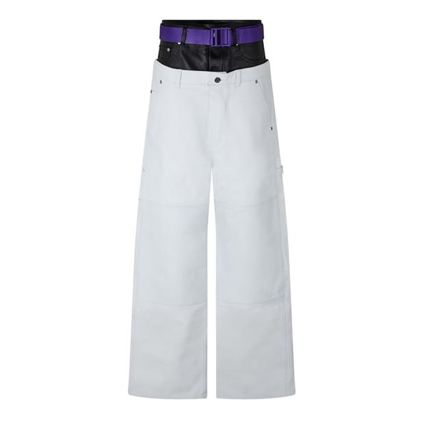 Pantalon Combat OFF WHITE piele Straight Leg