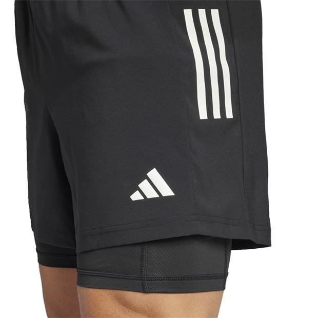 Pantalon scurt Combat adidas Own the Run 3-Stripes 2-in-1 barbat