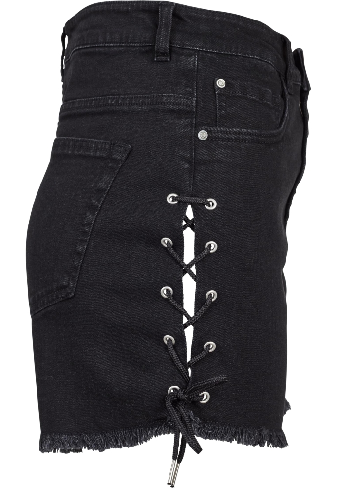 Pantalon scurt Combat Highwaist Denim Lace Up dama Urban Classics