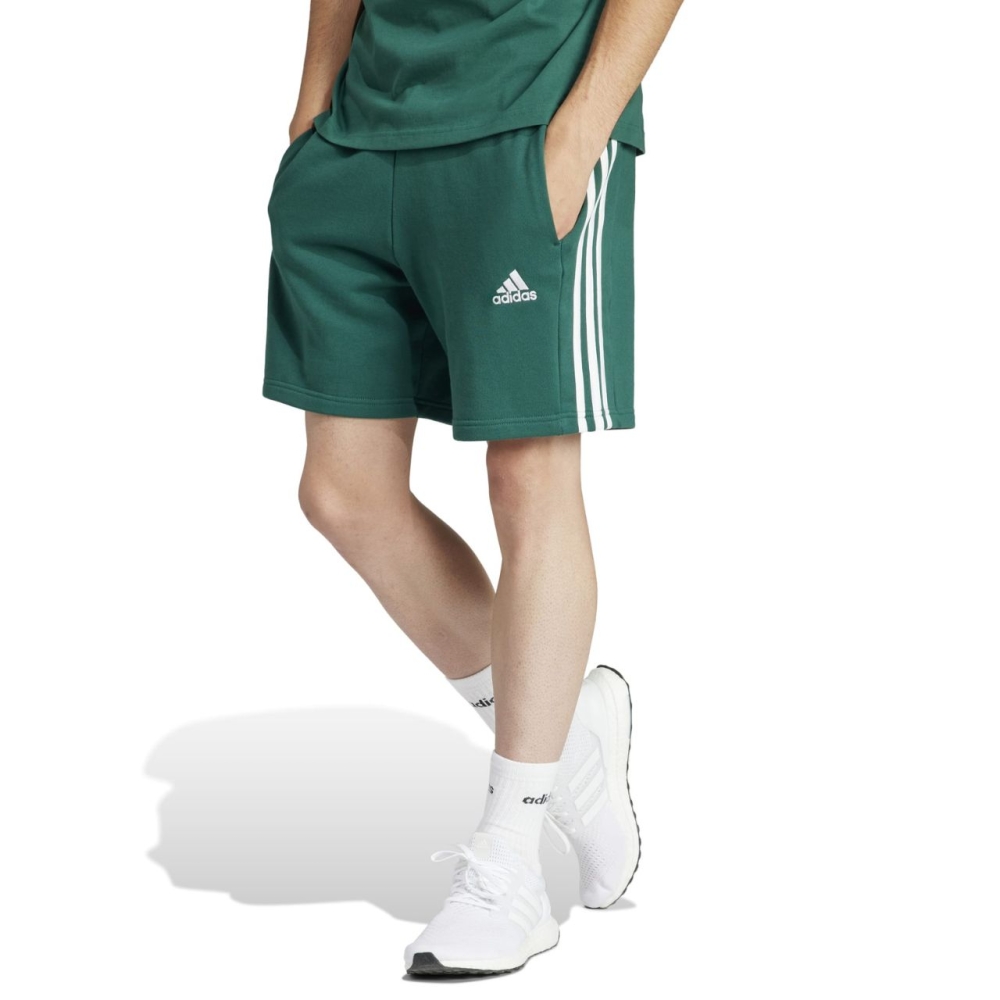 Pantaloni scurti pentru barbati adidas Essentials French Terry 3-Stripes, verde IS1342