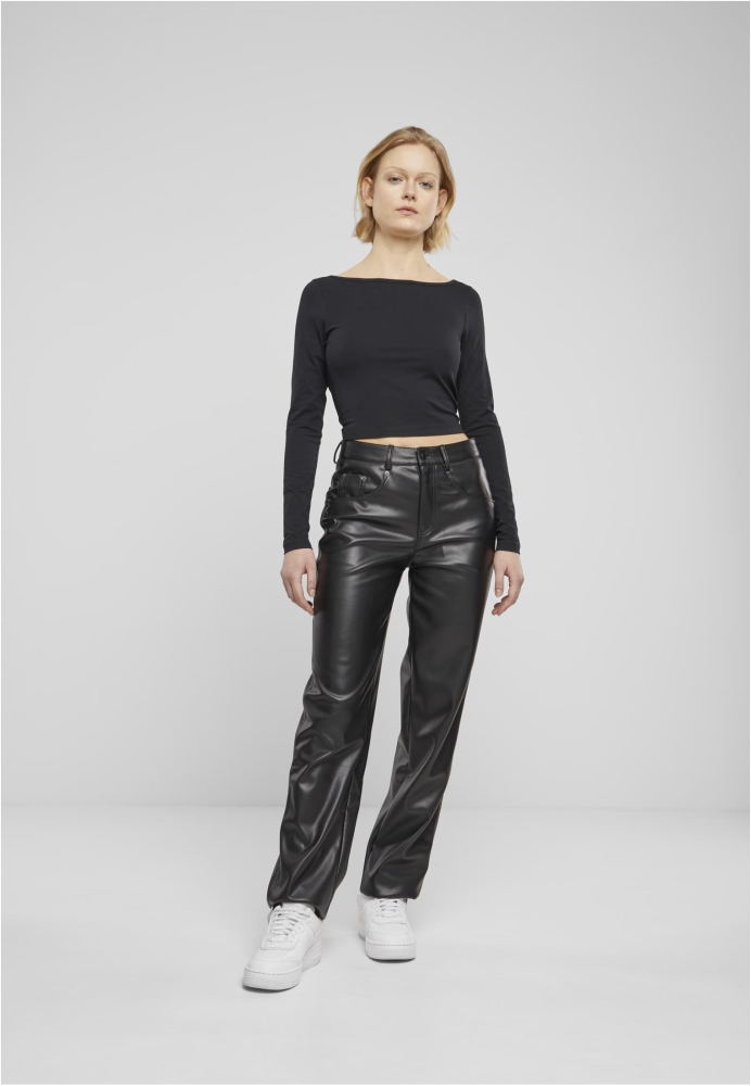 Pantalon Straight Leg Synthetic piele dama Urban Classics