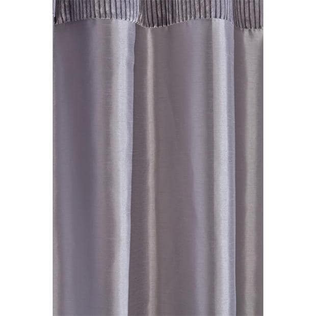 Homelife Striped Metallic Cuff with Faux Silk Eyelet Curtains