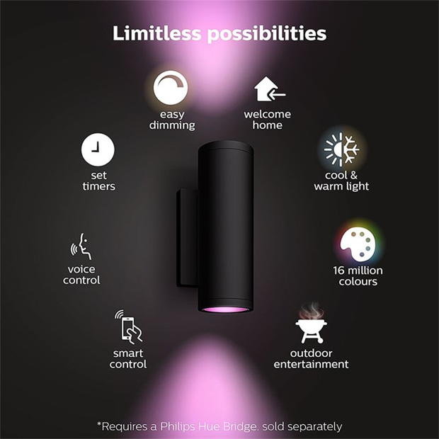 Philips Hue Philips Hue Appear Outdoor Smart Wall Light Black