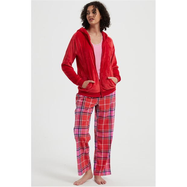 Linea 3 Piece Check Hooded Lounge Set