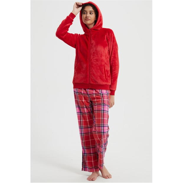 Linea 3 Piece Check Hooded Lounge Set