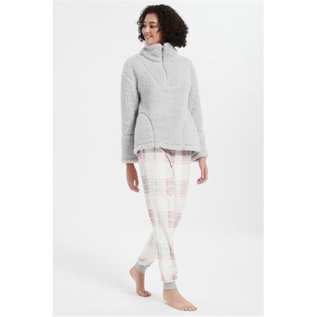 Linea Check Quarter Zip Lounge Set