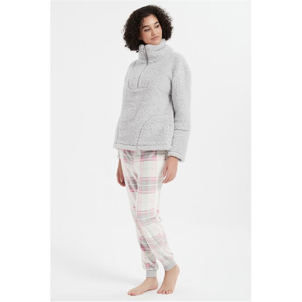 Linea Check Quarter Zip Lounge Set