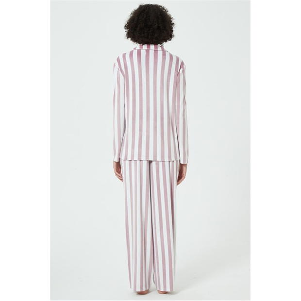 Pijama Linea Stripe Velour Button Through Set