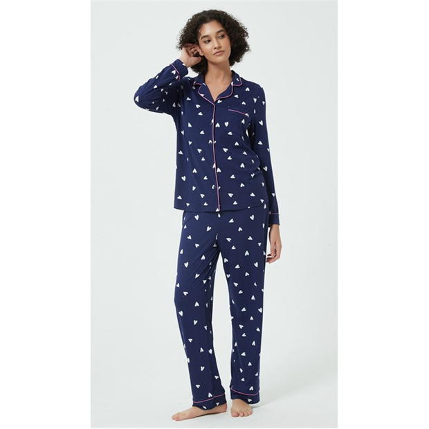 Pijama Linea Heart Soft Touch Button Through Set