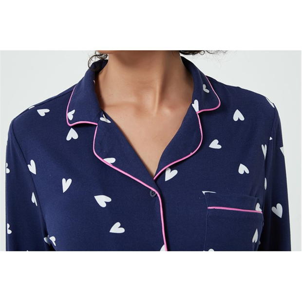 Pijama Linea Heart Soft Touch Button Through Set