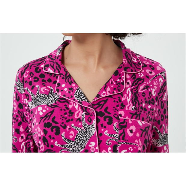 Pijama Linea Leopard Soft Touch Button Through Set