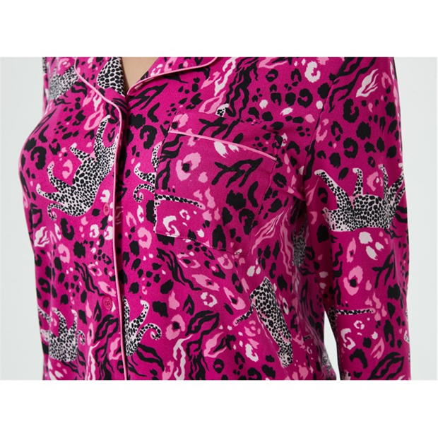 Pijama Linea Leopard Soft Touch Button Through Set