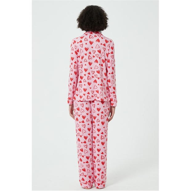 Pijama Linea Scribble Heart Soft Touch Button Through Set