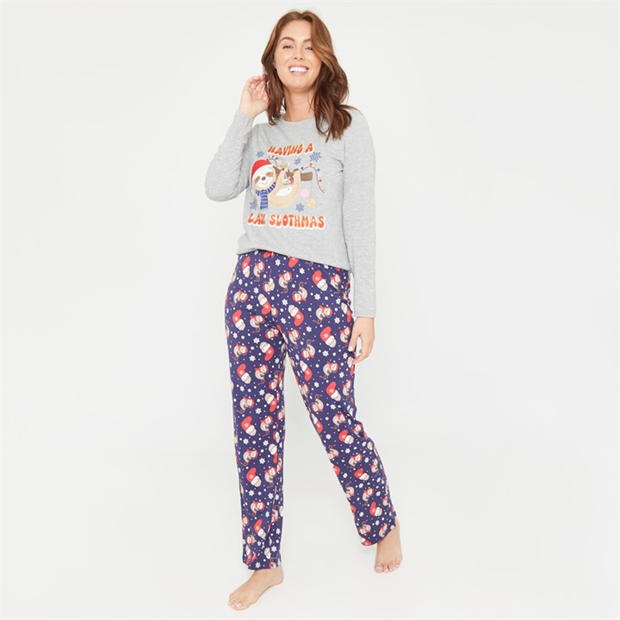 Pijama Linea Sloth Christmas Cotton Set