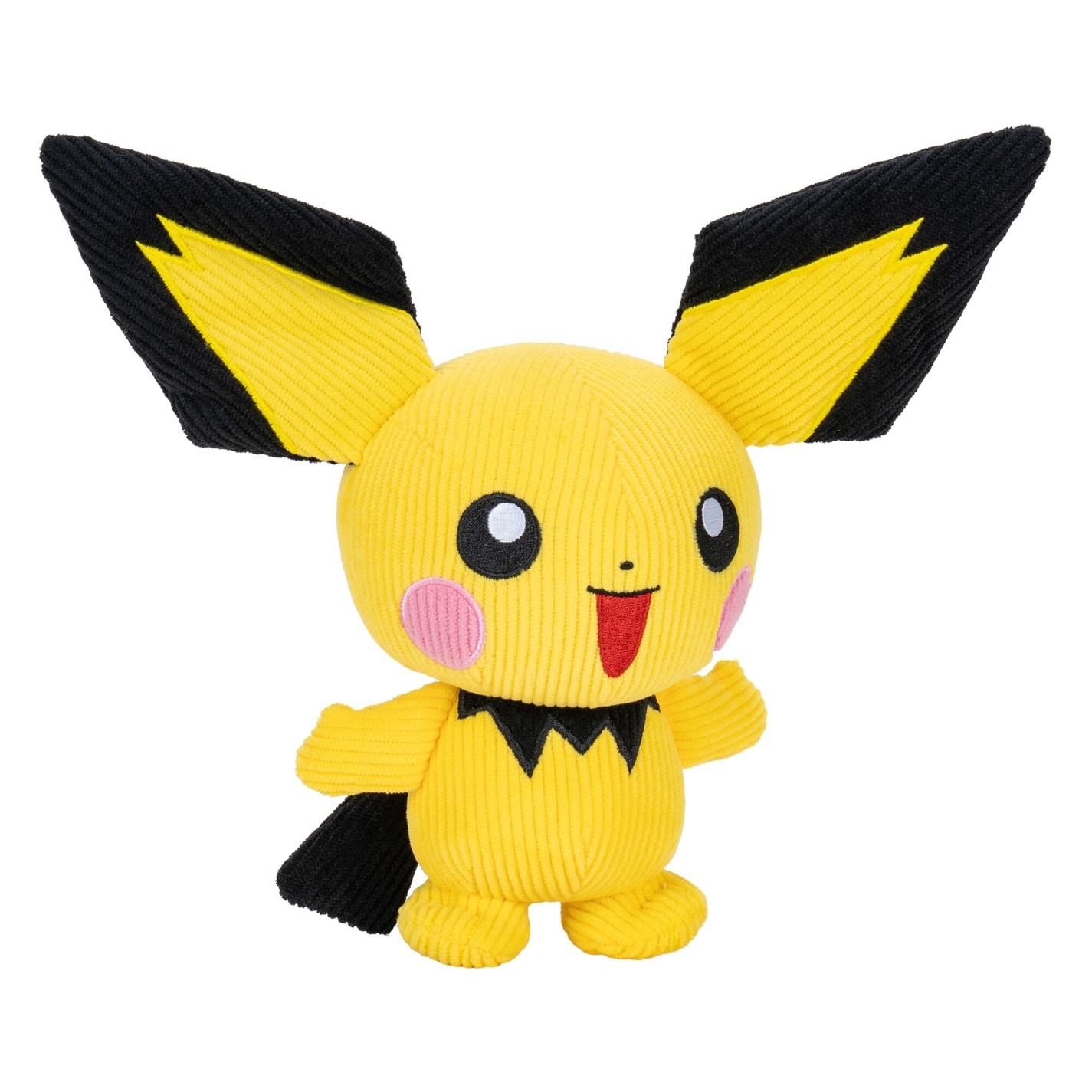 Pokemon Select Corduroy Pichu 8-Inch Plush - Unique Fabric with Authentic Details