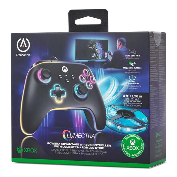 PowerA Advantage Wired Controller for Xbox Series XS with Lumectra + RGB LED Strip - Black