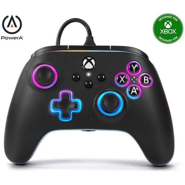 PowerA Advantage Wired Controller for Xbox Series XS with Lumectra + RGB LED Strip - Black