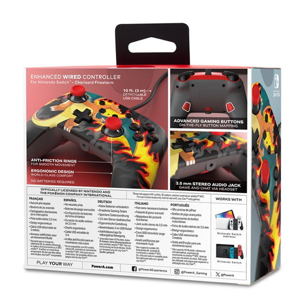 PowerA Enhanced Wired Controller for Nintendo Switch - Charizard Firestorm