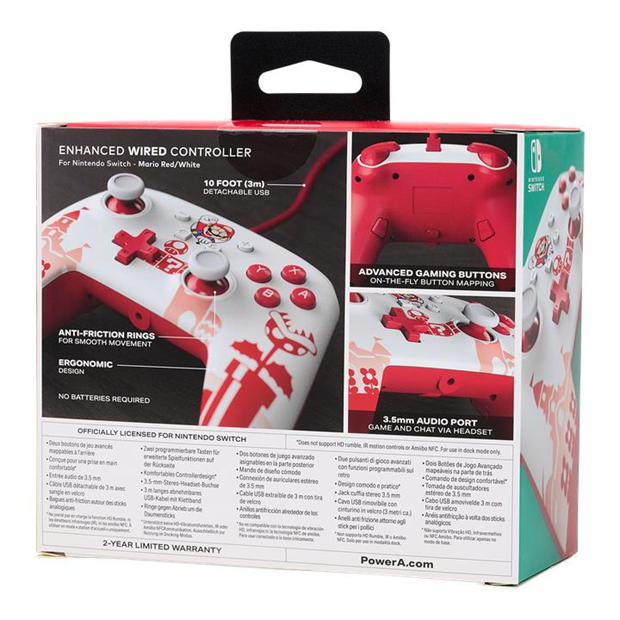 PowerA Switch Enhanced Wired Controller - Mario Red/White